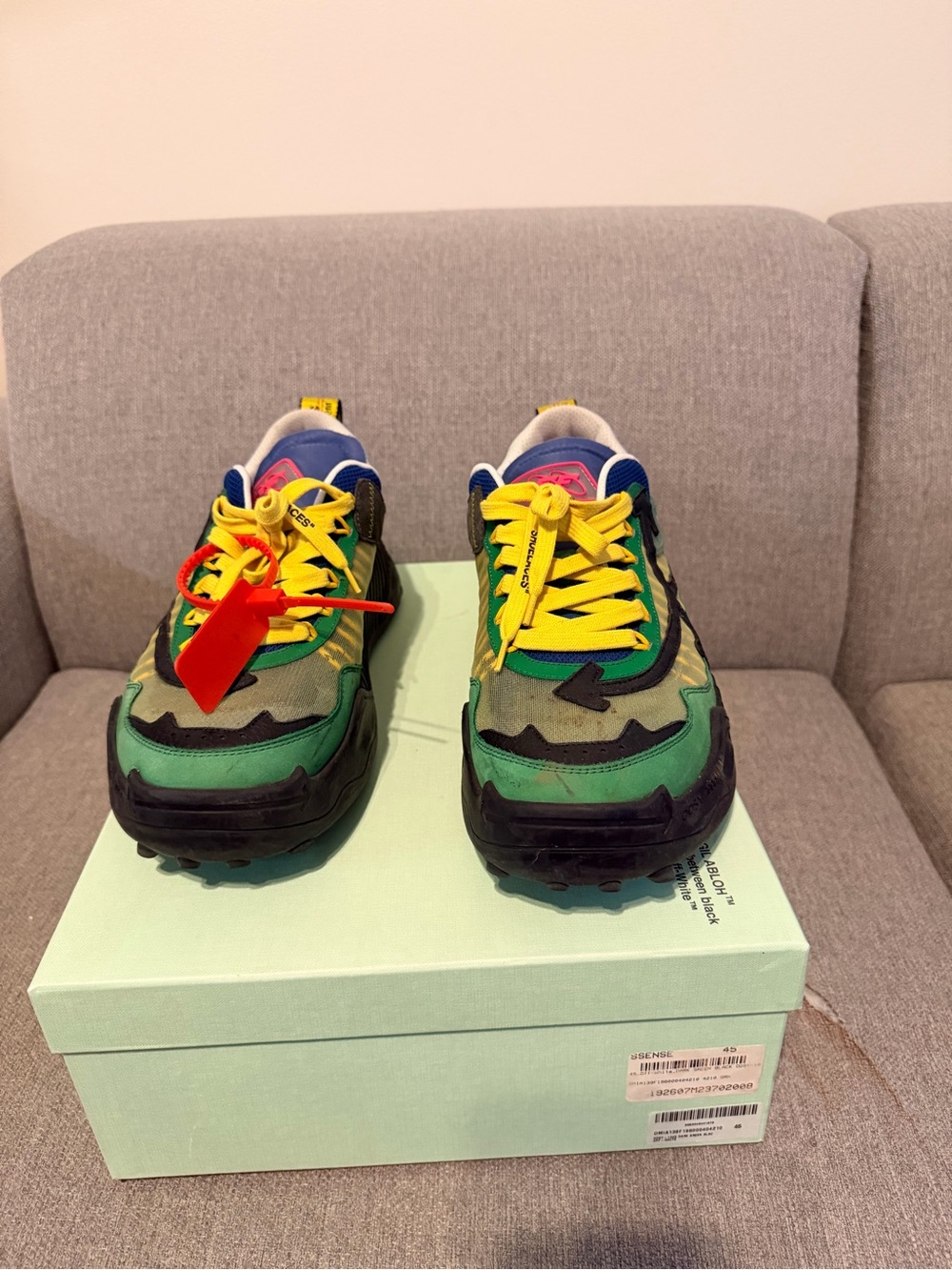 Off-White Green Multicolor Arrow Trail Low-Top Sneakers